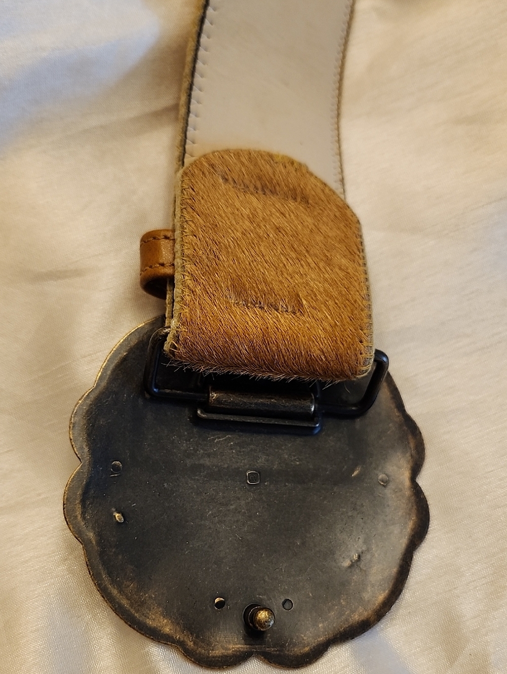 Vintage Elite USA  Stunning New Cowgirl Calf Hair W/ Brass Buckle Belt, L, $75 - Picture 6 of 10